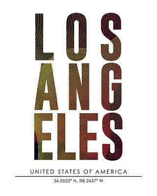 Cities Mixed Media - Los Angeles, United States Of America - City Name Typography - Minimalist City Posters by Studio Grafiikka