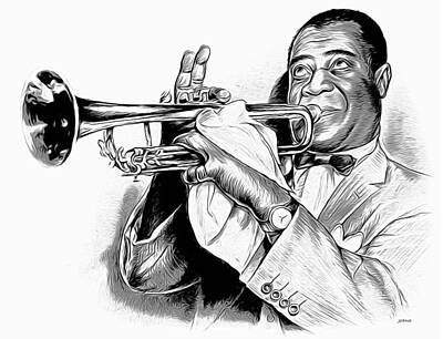 Celebrities Digital Art Royalty Free Images - Louis Armstrong Royalty-Free Image by Greg Joens