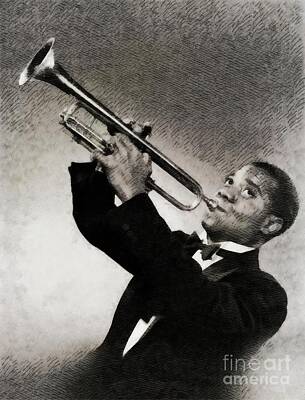 Jazz Royalty Free Images - Louis Armstrong, Music Legend Royalty-Free Image by Esoterica Art Agency