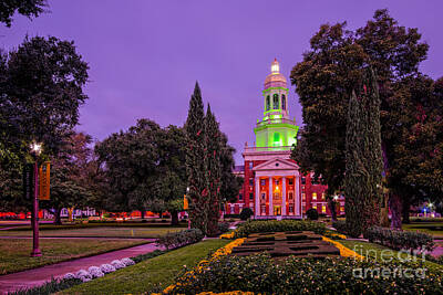 Football Rights Managed Images - Morning Twilight Shot of Pat Neff Hall from Founders Mall at Baylor University - Waco Central Texas Royalty-Free Image by Silvio Ligutti