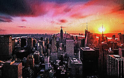 New York Skyline Royalty-Free and Rights-Managed Images - New York Panorama - 14 by AM FineArtPrints