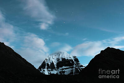 Vintage Magician Posters - Night sky Holy Kailas Himalayas Tibet Yantra.lv by Raimond Klavins