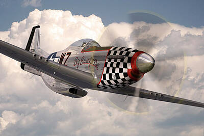 Transportation Digital Art Rights Managed Images - P-51 Mustang Big Beautiful Doll Royalty-Free Image by Airpower Art