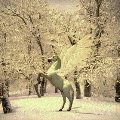 Fantasy Digital Art Royalty Free Images - Pegasus Vision Royalty-Free Image by Esoterica Art Agency