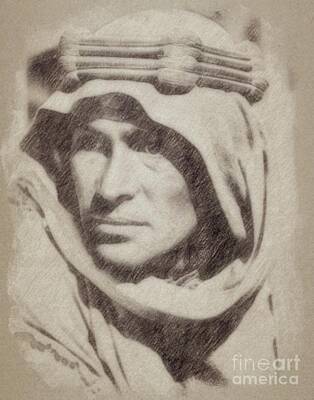 Musicians Drawings - Peter OToole as Lawrence of Arabia by Esoterica Art Agency