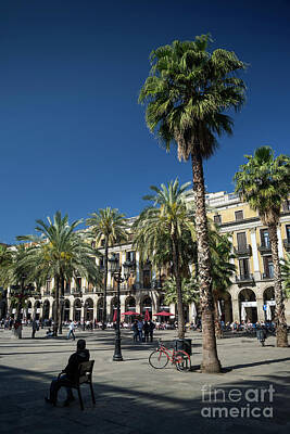 Target Threshold Coastal - Plaza Real Square In Central Barcelona Old Town Spain  by JM Travel Photography