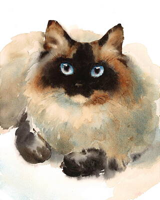 Portraits Paintings - Ragdoll Cat by Maria Stezhko