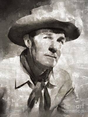Actors Paintings - Randolph Scott Hollywood Actor by Esoterica Art Agency