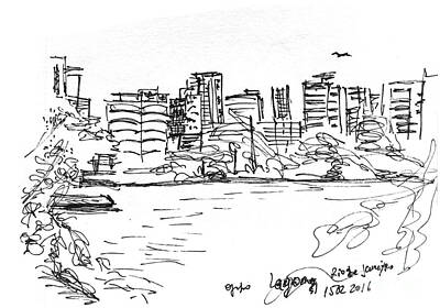 City Scenes Drawings - Rio, Lagoa. 15 February, 2016 by Tasha Chernyavskaya