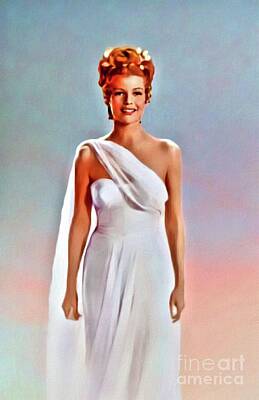 Musicians Digital Art Royalty Free Images - Rita Hayworth, Vintage Actress by Mary Bassett Royalty-Free Image by Esoterica Art Agency