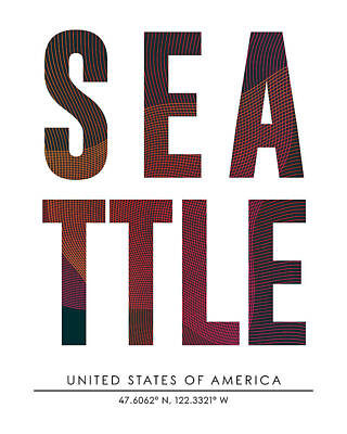 City Scenes Mixed Media - Seattle, United States of America - City Name Typography - Minimalist City Posters by Studio Grafiikka