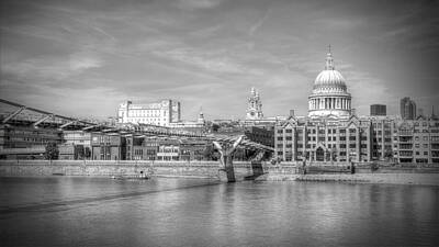 London Skyline Royalty Free Images - St Pauls Cathedral and the Millenum Bridge Royalty-Free Image by David Henderson
