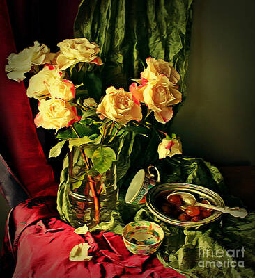 Still Life Digital Art - Still Life With Roses- by Binka Kirova