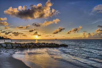 Travel Pics Royalty-Free and Rights-Managed Images - Sunset Over Dickenson Bay  St. John S by F. M. Kearney