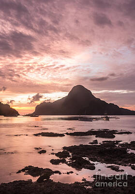 Modern Movie Posters Royalty Free Images - Sunset over El Nido bay in Palawan in the Philippines Royalty-Free Image by Didier Marti