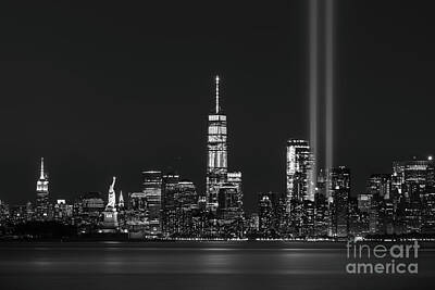 Skylines Photos - Symbols Of Freedom BW by Michael Ver Sprill