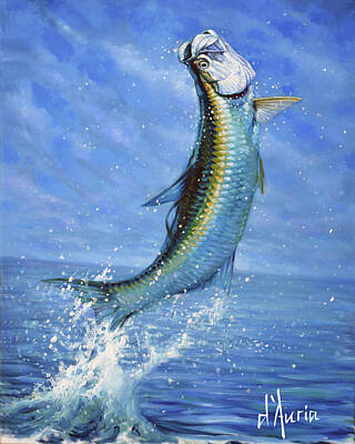 Sports Painting Royalty Free Images - Tarpon Royalty-Free Image by Tom Dauria