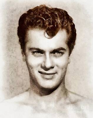 Actors Paintings - Tony Curtis, Vintage Hollywood Legend by Esoterica Art Agency