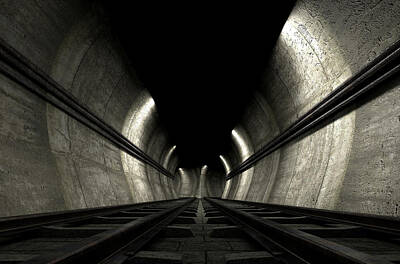 Transportation Digital Art - Train Tracks And Tunnel by Allan Swart
