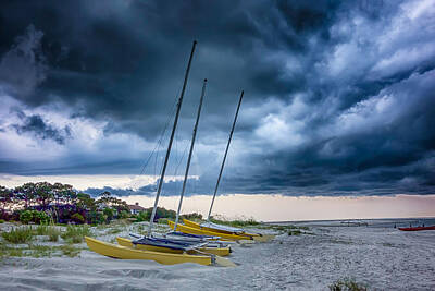 Target Threshold Nature Rights Managed Images - Tybee Island Beach Scenes During Rain And Thunder Storm Royalty-Free Image by Alex Grichenko