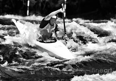 Printscapes - Whitewater kayaker by Les Palenik