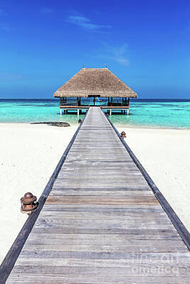 Bringing The Outdoors In - Wooden jetty leading to relaxation lodge. Maldives islands by Michal Bednarek