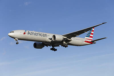 Landmarks Photos - American Airlines Boeing 777 by David Pyatt