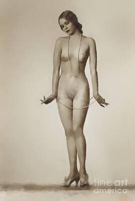 Nudes Digital Art - Digital Vintage Pinup Painting by Esoterica Art Agency