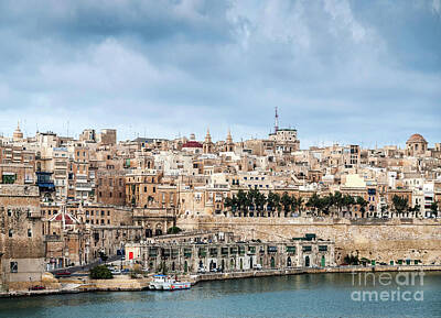 Vintage Travel Posters - La Valletta Old Town Fortifications Architecture Scenic View In  by JM Travel Photography