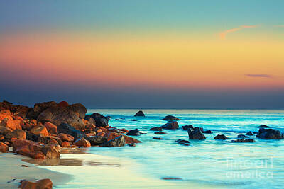 Beach Royalty-Free and Rights-Managed Images - Sunset by MotHaiBaPhoto Prints