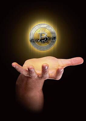 Creative Charisma - Hand With Cryptocurrency Hologram by Allan Swart
