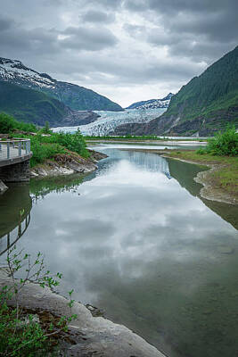 Monochrome Landscapes - Scenery Around Mendenhall Glacier Park In Juneau Alaska by Alex Grichenko