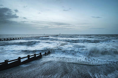 Zen Garden - Beautiful dramatic stormy landscape image of waves crashing onto by Matthew Gibson
