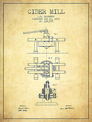 Wine Digital Art - 1873 Cider Mill Patent - Vintage by Aged Pixel