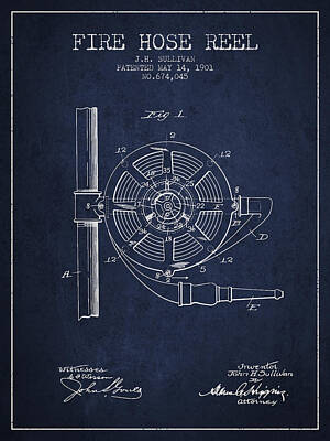 Easter Egg Hunt Royalty Free Images - 1901 Fire Hose Reel Patent - navy blue Royalty-Free Image by Aged Pixel