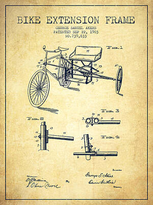 Transportation Digital Art Royalty Free Images - 1903 Bike Extension Frame Patent - vintage Royalty-Free Image by Aged Pixel