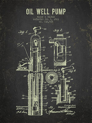 Frank Sinatra - 1903 Oil Well Pump Patent - Dark Grunge by Aged Pixel