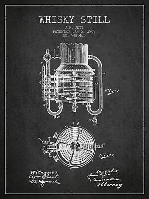 Landmarks Digital Art - 1909 Whisky Still Patent FB78_CG by Aged Pixel