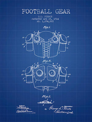 Football Royalty Free Images - 1914 Football Gear Patent - Blueprint Royalty-Free Image by Aged Pixel
