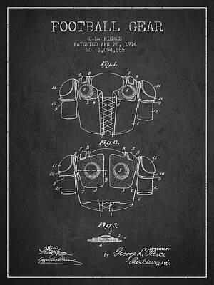 Football Royalty Free Images - 1914 Football Gear Patent - Charcoal Royalty-Free Image by Aged Pixel