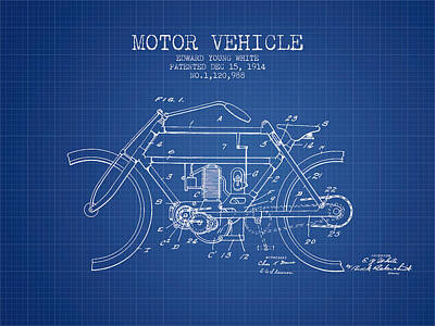 Fishing And Outdoors Plout - 1914 Motor Vehicle Patent - blueprint by Aged Pixel