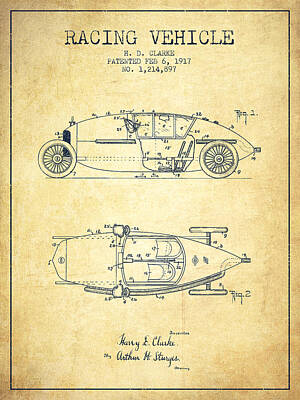 Beaches And Waves - 1917 Racing Vehicle Patent - Vintage by Aged Pixel
