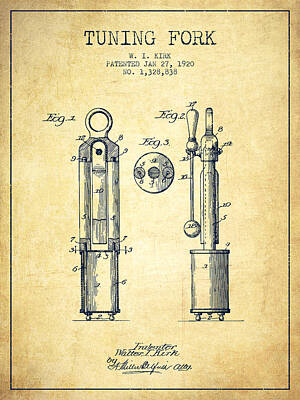 Musician Digital Art - 1920 Tuning Fork Patent - Vintage by Aged Pixel