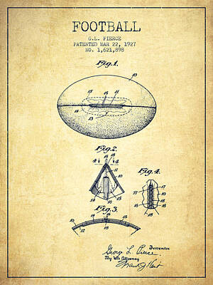 Football Digital Art - 1927 Football Patent - Vintage by Aged Pixel
