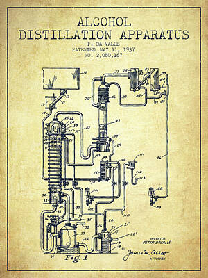 Black And White Beach Royalty Free Images - 1937 Alcohol Distillation Apparatus Patent FB79_VN Royalty-Free Image by Aged Pixel