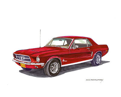 Landmarks Painting Rights Managed Images - 1968 Ford Mustang Coupe Royalty-Free Image by Jack Pumphrey