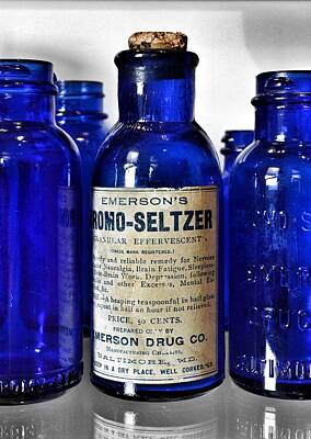 Steampunk Royalty-Free and Rights-Managed Images - Bromo Seltzer Vintage Glass Bottles Collection by Marianna Mills