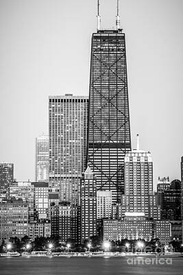 Skylines Rights Managed Images - Chicago Hancock Building Black and White Picture Royalty-Free Image by Paul Velgos