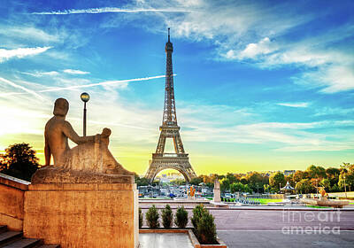 Paris Skyline Royalty-Free and Rights-Managed Images - Watching Sunrise by Anastasy Yarmolovich