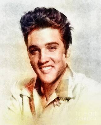 Rock And Roll Paintings - Elvis Presley, Music Legend by Esoterica Art Agency
